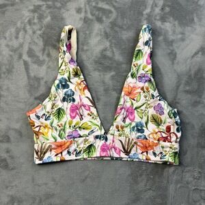 La Jolie Bikini Top Womens Large Multicolor Floral Print Swimwear SPF 50 Stretch
